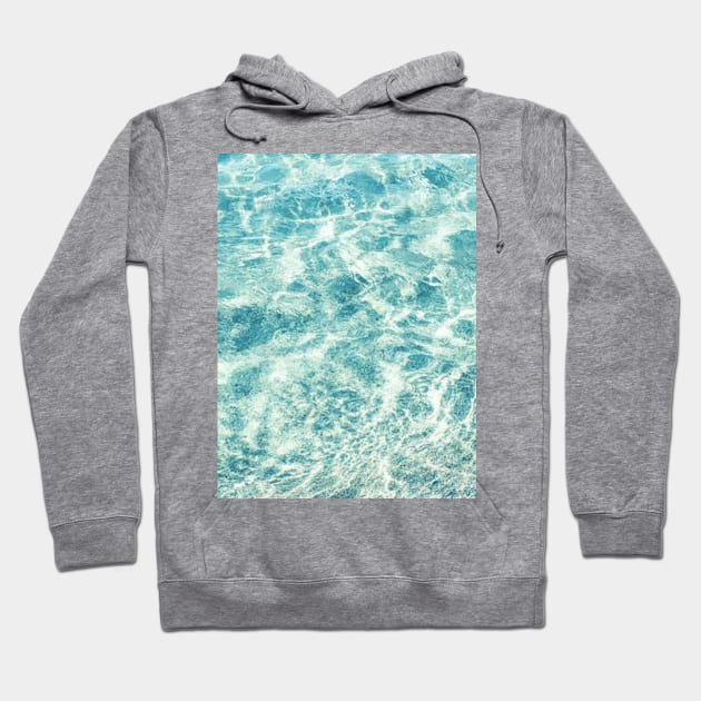 Aqua Blue Ocean Waves Hoodie by AlexandraStr